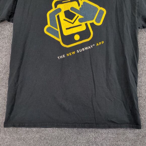 Gildan Subway App T-Shirt Mens Large Short Sleeve Black Crew Neck Heavy Cotton - Picture 5 of 12